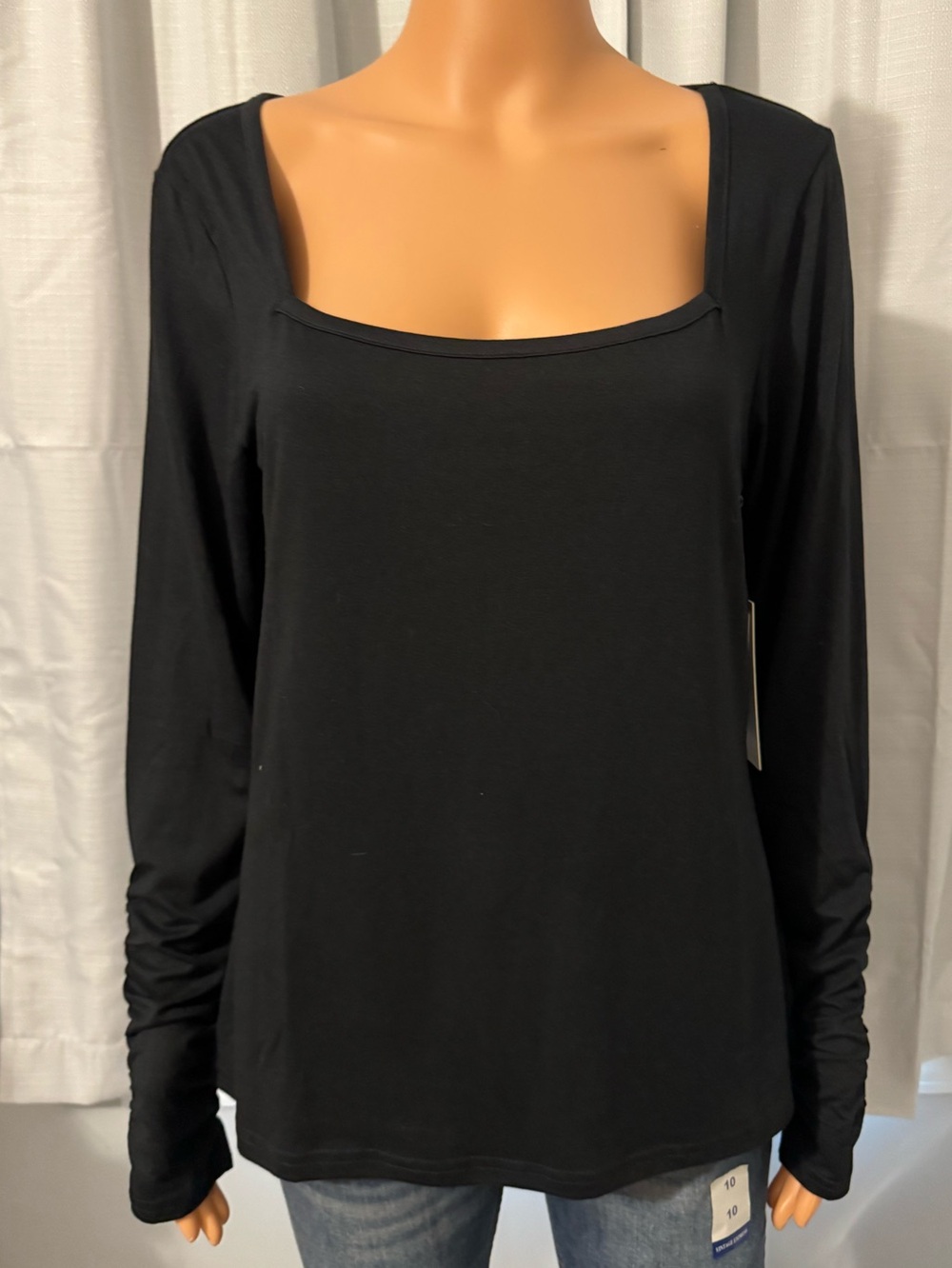 Great Fit Collective size L black long sleeve square neck shirt new